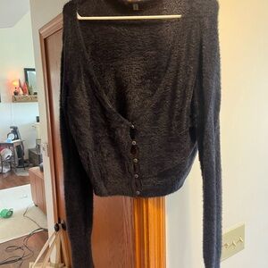Women's Black Fuzzy Sweater